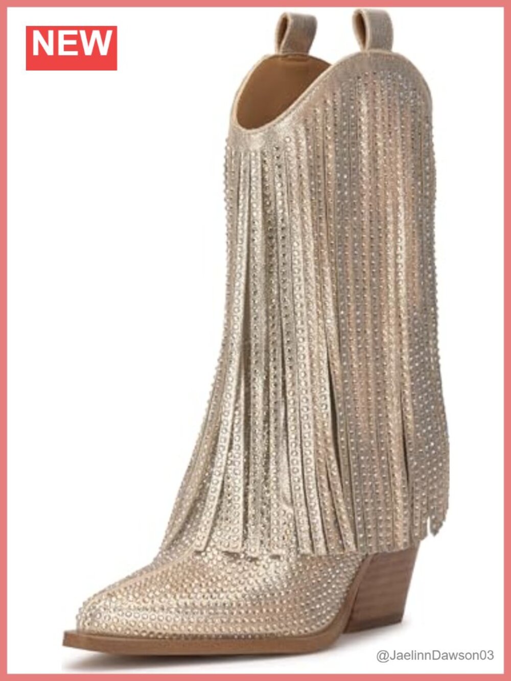 Jessica Simpson Paredisa Embellished Fringe Western Bootie Stacked Heel